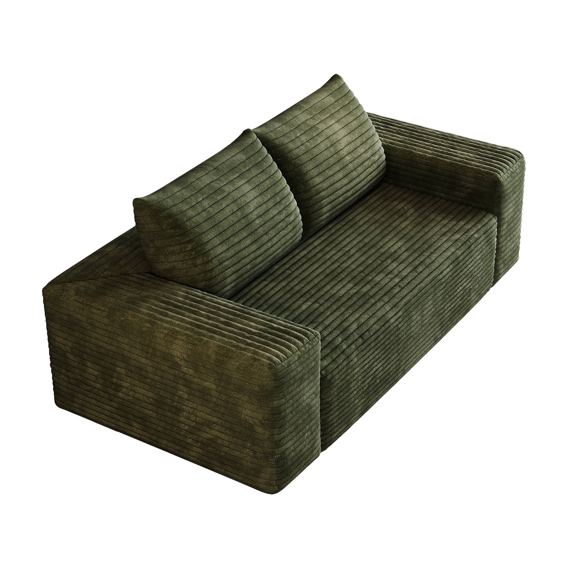 63' 2Setaser Sofa,Corduroy Fabric,Deep Seat Couches,Comfy Loveseat Sofa,No Assembly,1pcs for Living room, Bedroom,Conference room ,Apartment,Green - 1st Choice Furniture Direct