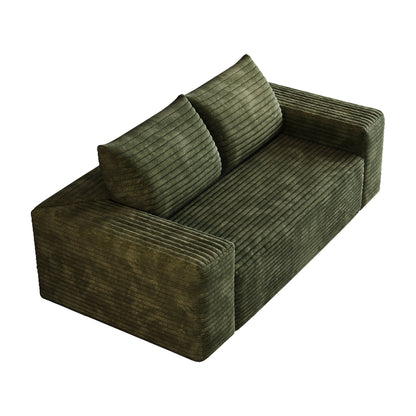63' 2Setaser Sofa,Corduroy Fabric,Deep Seat Couches,Comfy Loveseat Sofa,No Assembly,1pcs for Living room, Bedroom,Conference room ,Apartment,Green - 1st Choice Furniture Direct