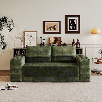63' 2Setaser Sofa,Corduroy Fabric,Deep Seat Couches,Comfy Loveseat Sofa,No Assembly,1pcs for Living room, Bedroom,Conference room ,Apartment,Green - 1st Choice Furniture Direct