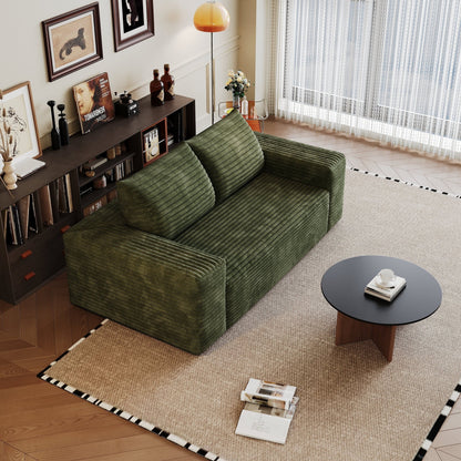 63' 2Setaser Sofa,Corduroy Fabric,Deep Seat Couches,Comfy Loveseat Sofa,No Assembly,1pcs for Living room, Bedroom,Conference room ,Apartment,Green - 1st Choice Furniture Direct