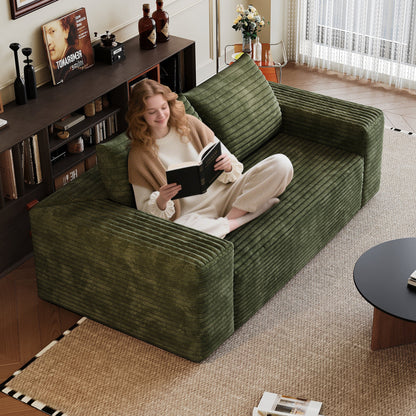 63' 2Setaser Sofa,Corduroy Fabric,Deep Seat Couches,Comfy Loveseat Sofa,No Assembly,1pcs for Living room, Bedroom,Conference room ,Apartment,Green - 1st Choice Furniture Direct