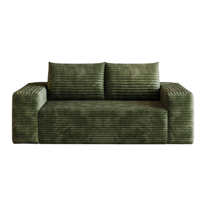 63' 2Setaser Sofa,Corduroy Fabric,Deep Seat Couches,Comfy Loveseat Sofa,No Assembly,1pcs for Living room, Bedroom,Conference room ,Apartment,Green - 1st Choice Furniture Direct