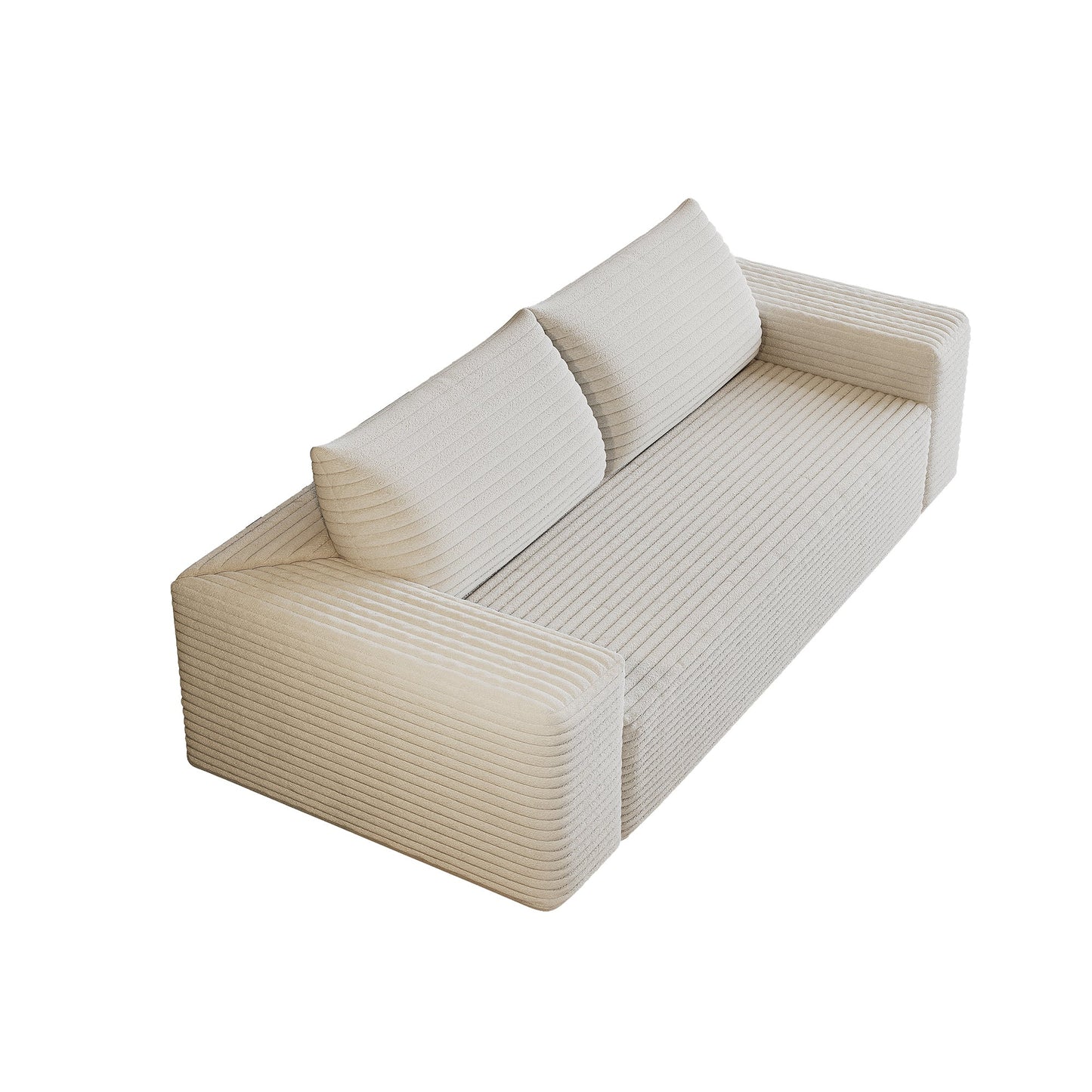 63' 2Setaser Sofa,Corduroy Fabric,Deep Seat Couches,Comfy Loveseat Sofa,No Assembly,1pcs for Living room, Bedroom,Conference room ,Apartment,White - 1st Choice Furniture Direct