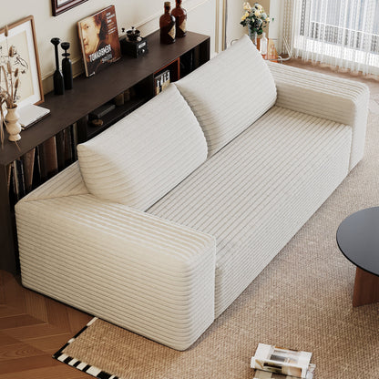 63' 2Setaser Sofa,Corduroy Fabric,Deep Seat Couches,Comfy Loveseat Sofa,No Assembly,1pcs for Living room, Bedroom,Conference room ,Apartment,White - 1st Choice Furniture Direct