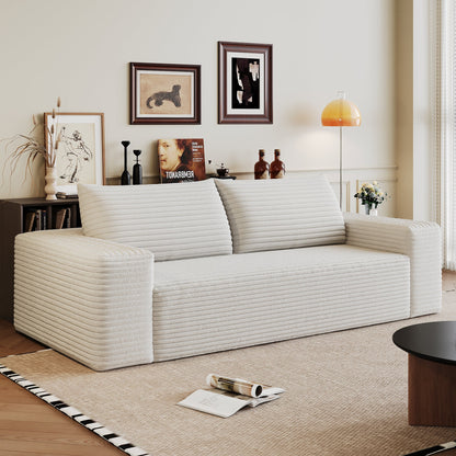 63' 2Setaser Sofa,Corduroy Fabric,Deep Seat Couches,Comfy Loveseat Sofa,No Assembly,1pcs for Living room, Bedroom,Conference room ,Apartment,White - 1st Choice Furniture Direct