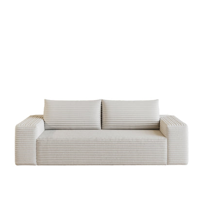 63' 2Setaser Sofa,Corduroy Fabric,Deep Seat Couches,Comfy Loveseat Sofa,No Assembly,1pcs for Living room, Bedroom,Conference room ,Apartment,White - 1st Choice Furniture Direct