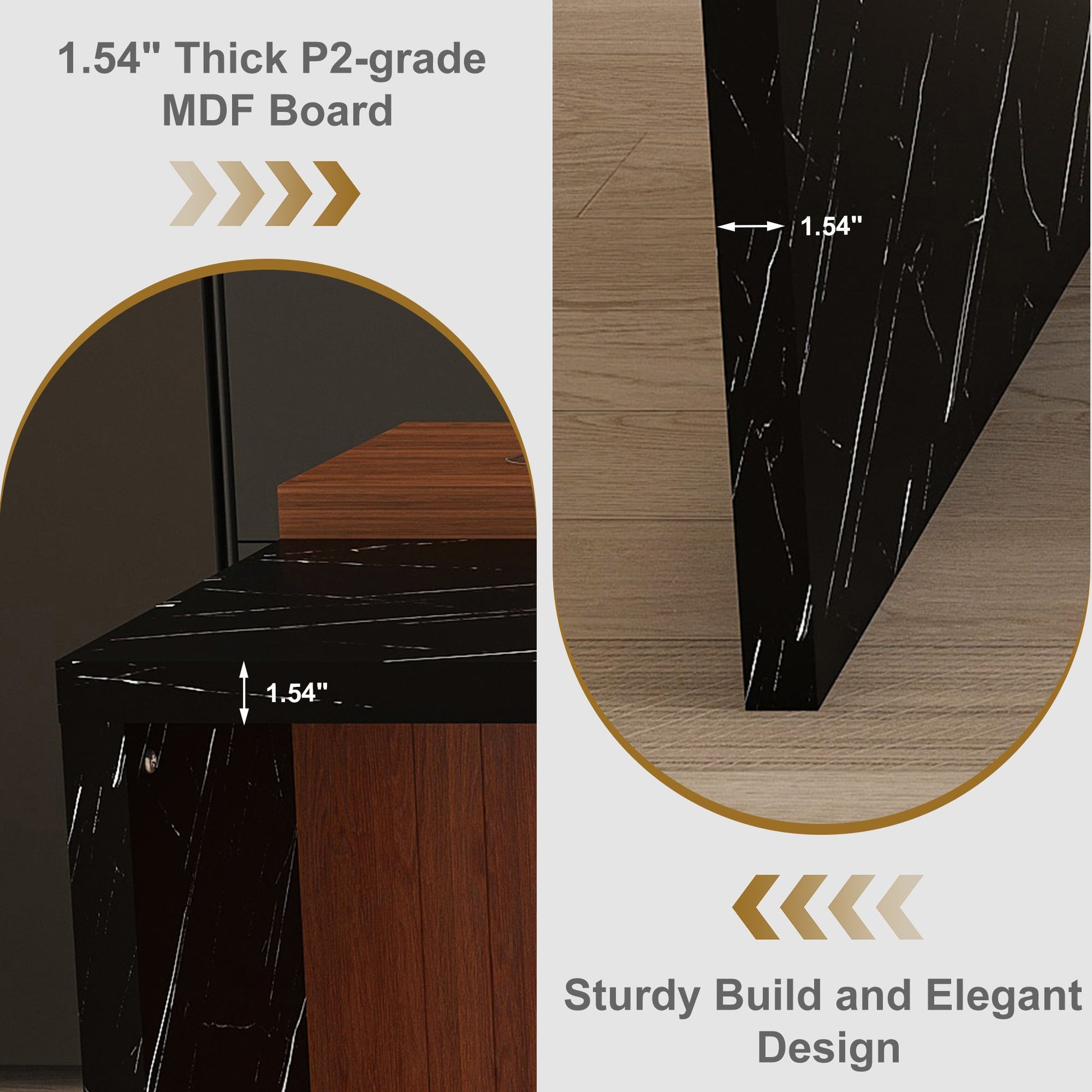63' Modern Kitchen Island Set with 2 Beige Bar Stools - Black Marble Look Surface, LED Lighting & Grill Design for Dining Room, Open Concept Spaces, Lounge(2 Beige Bar Stools) - 1st Choice Furniture Direct