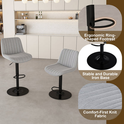 63' Modern Kitchen Island Set with 2 Gray Bar Stools - Black Marble Look Surface, LED Lighting & Grill Design for Dining Room, Open Concept Spaces, Lounge(2 Gray Bar Stools) - 1st Choice Furniture Direct