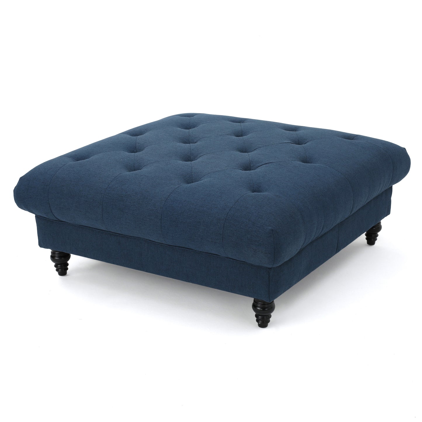 1st Choice Modern Madrid KD Tufted Fabric Ottoman in Navy Blue