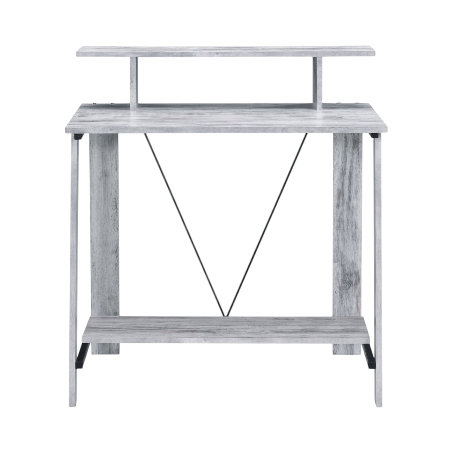 Modern White Writing Desk with USB Charging Ports and Storage