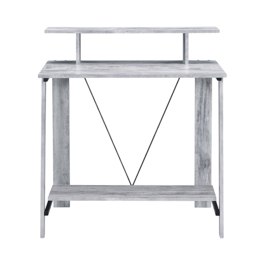 Modern White Writing Desk with USB Charging Ports and Storage