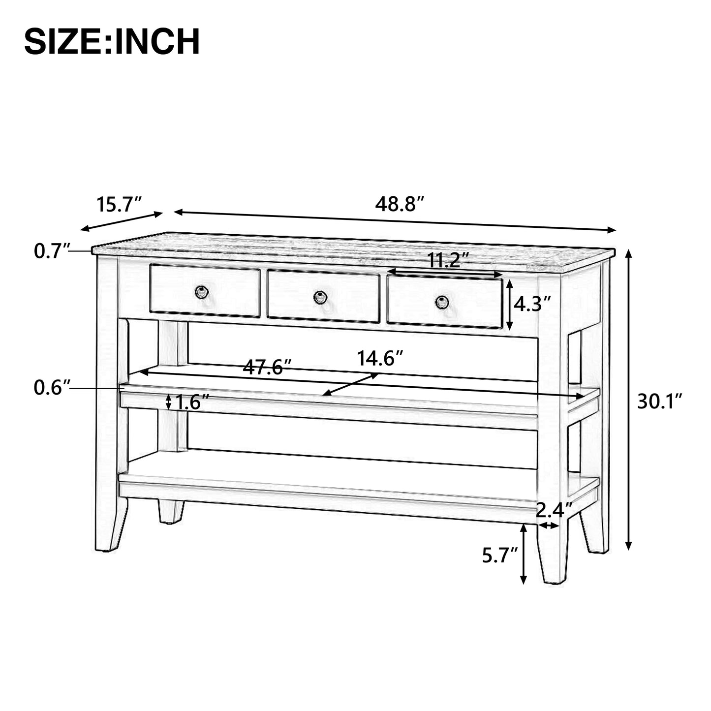 1st Choice 48" Modern Console Table  Sofa Table for Living Room