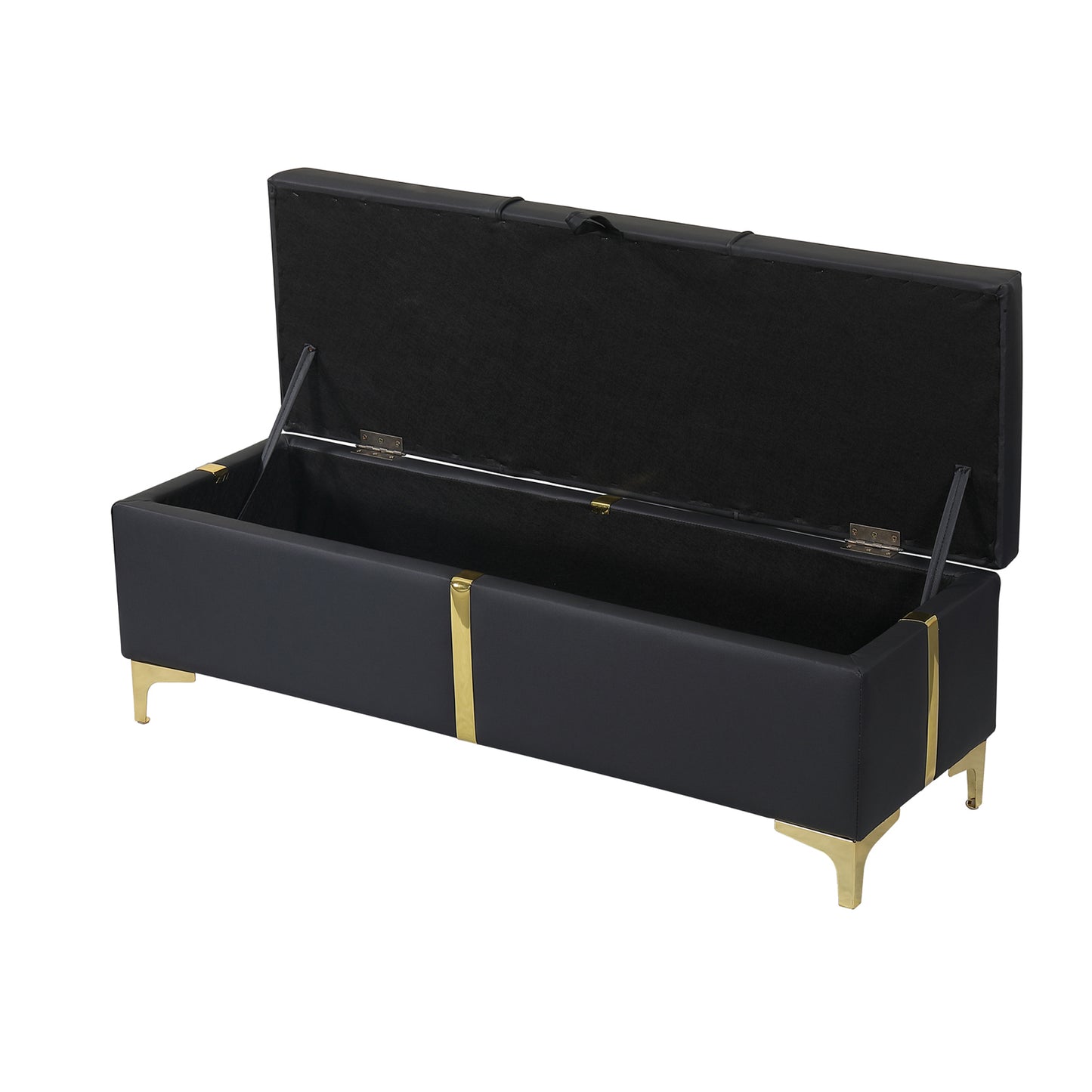 1st Choice Elegant Upholstered Storage Bedroom Ottoman Bench in Black