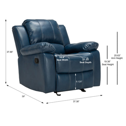 1st Choice Contemporary Charlotte Navy Blue Leather Gel Recliner