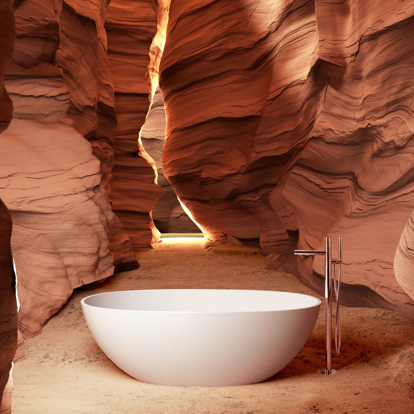 65' Freestanding Solid Surface Bathtub, Luxury Handcrafted Stone Resin Freestanding Soaking Bathtub with Overflow and Pop - up Drain, Matte White 24S06 - 65MW - 1st Choice Furniture Direct