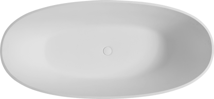 65' Freestanding Solid Surface Bathtub, Luxury Handcrafted Stone Resin Freestanding Soaking Bathtub with Overflow and Pop - up Drain, Matte White 24S06 - 65MW - 1st Choice Furniture Direct