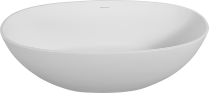 65' Freestanding Solid Surface Bathtub, Luxury Handcrafted Stone Resin Freestanding Soaking Bathtub with Overflow and Pop - up Drain, Matte White 24S06 - 65MW - 1st Choice Furniture Direct