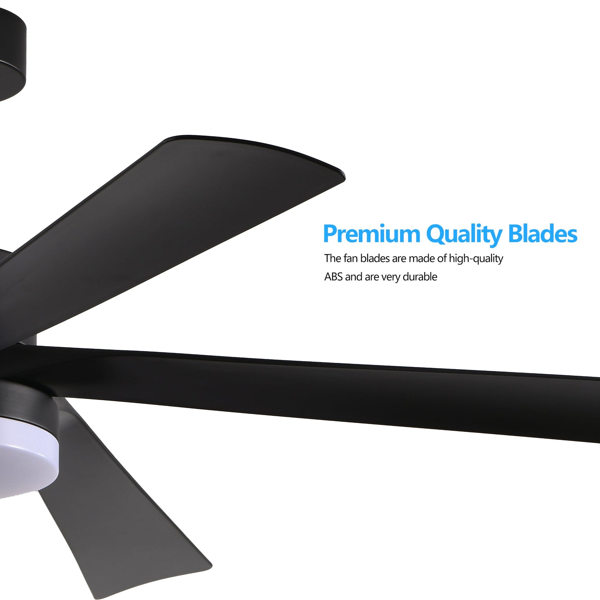 65 Inch Black Ceiling Fan with Light, 5 - Blade Dimmable LED Ceiling Fan with Remote Control, Modern Quiet Design for Living Room and Bedroom (Silent/6 - Speed/Reversible/DC Motor) - 1st Choice Furniture Direct