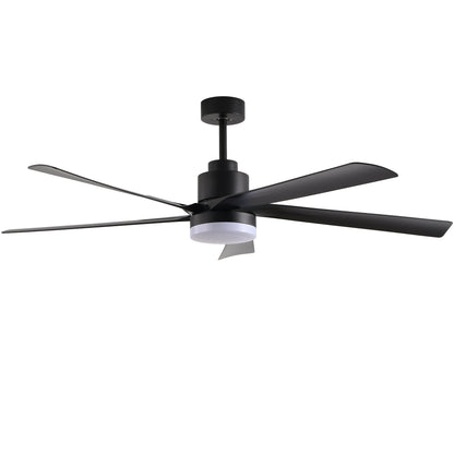 65 Inch Black Ceiling Fan with Light, 5 - Blade Dimmable LED Ceiling Fan with Remote Control, Modern Quiet Design for Living Room and Bedroom (Silent/6 - Speed/Reversible/DC Motor) - 1st Choice Furniture Direct