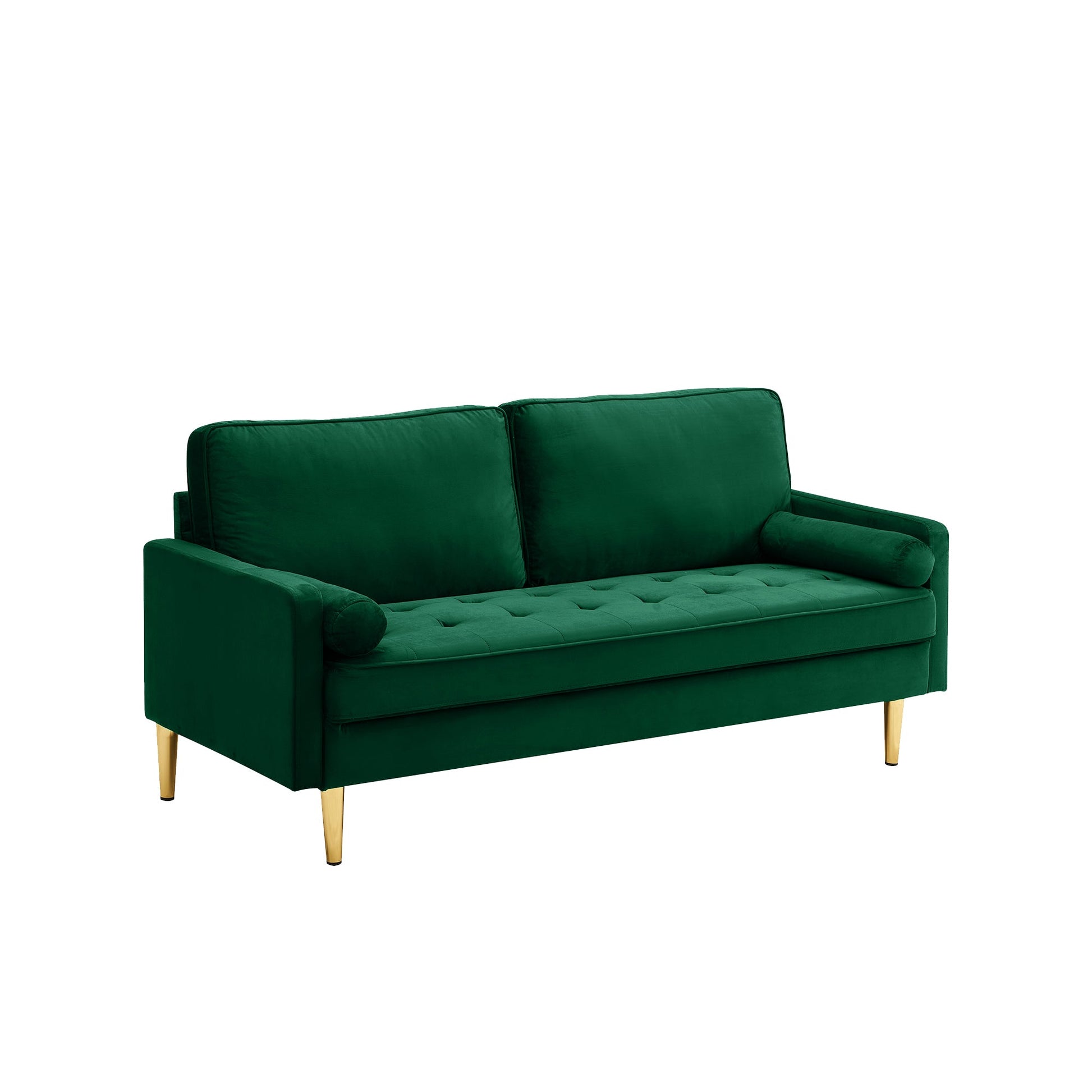65 - inch minimalist velvet sofa with metallic - coloured legs, complete with cushions, suitable for the living room or bedroom. - 1st Choice Furniture Direct