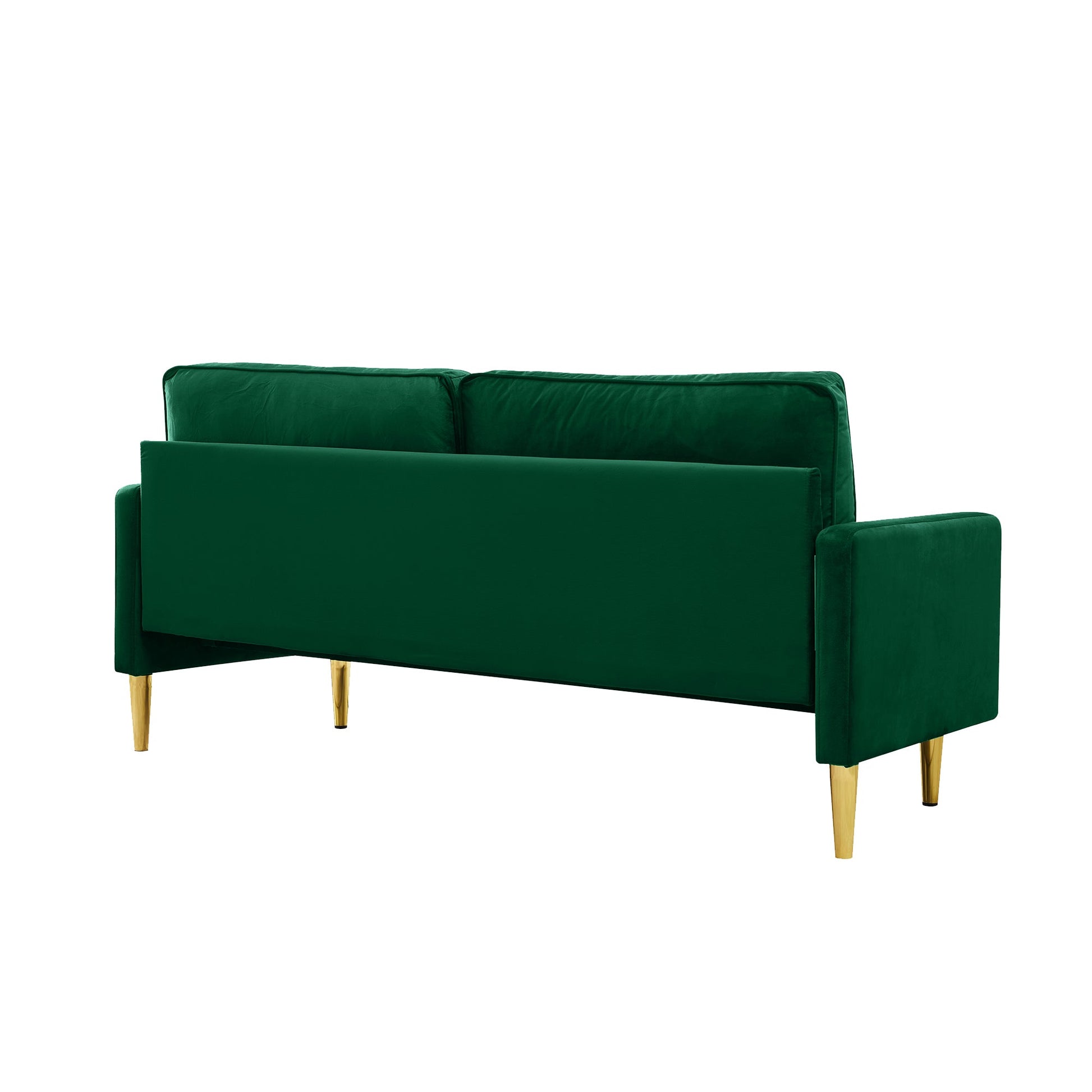 65 - inch minimalist velvet sofa with metallic - coloured legs, complete with cushions, suitable for the living room or bedroom. - 1st Choice Furniture Direct