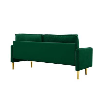 65 - inch minimalist velvet sofa with metallic - coloured legs, complete with cushions, suitable for the living room or bedroom. - 1st Choice Furniture Direct