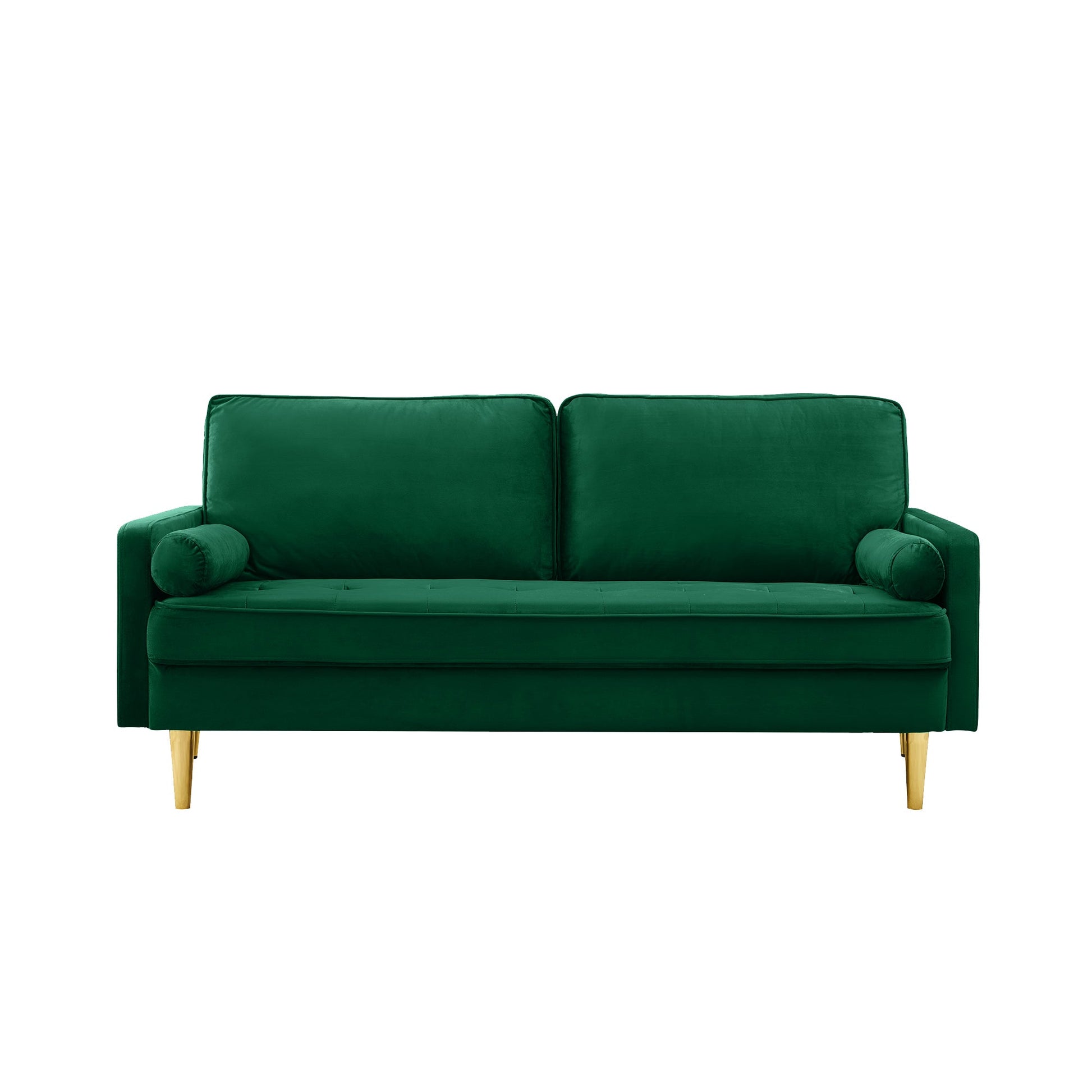65 - inch minimalist velvet sofa with metallic - coloured legs, complete with cushions, suitable for the living room or bedroom. - 1st Choice Furniture Direct