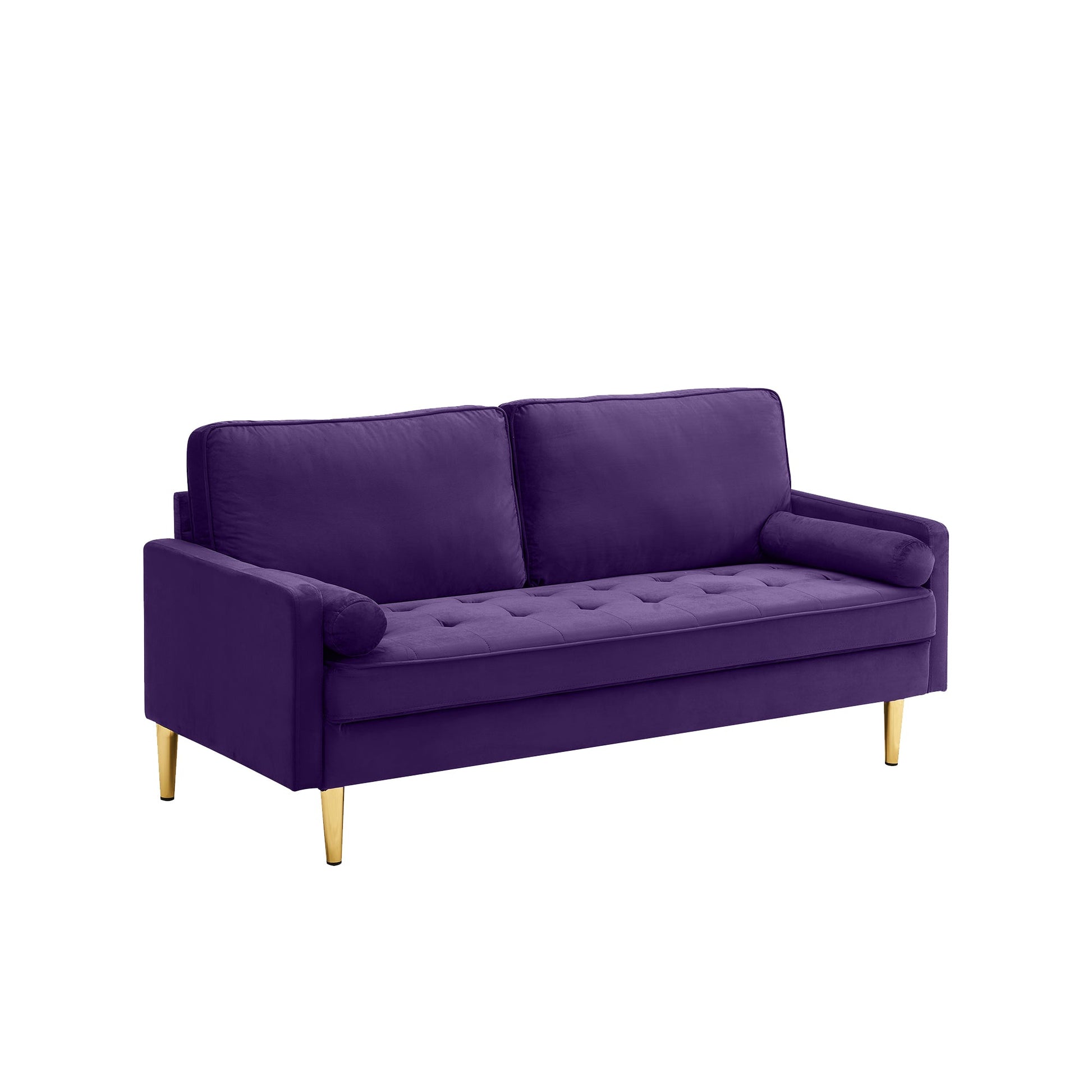 65 - inch minimalist velvet sofa with metallic - coloured legs, complete with cushions, suitable for the living room or bedroom. - 1st Choice Furniture Direct