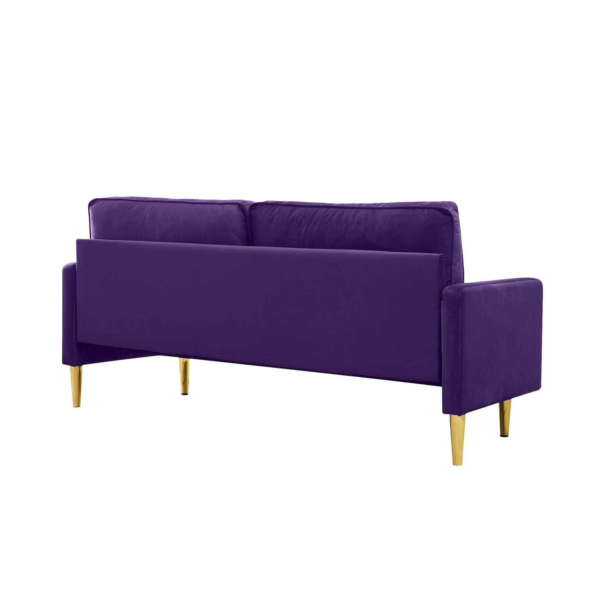 65 - inch minimalist velvet sofa with metallic - coloured legs, complete with cushions, suitable for the living room or bedroom. - 1st Choice Furniture Direct