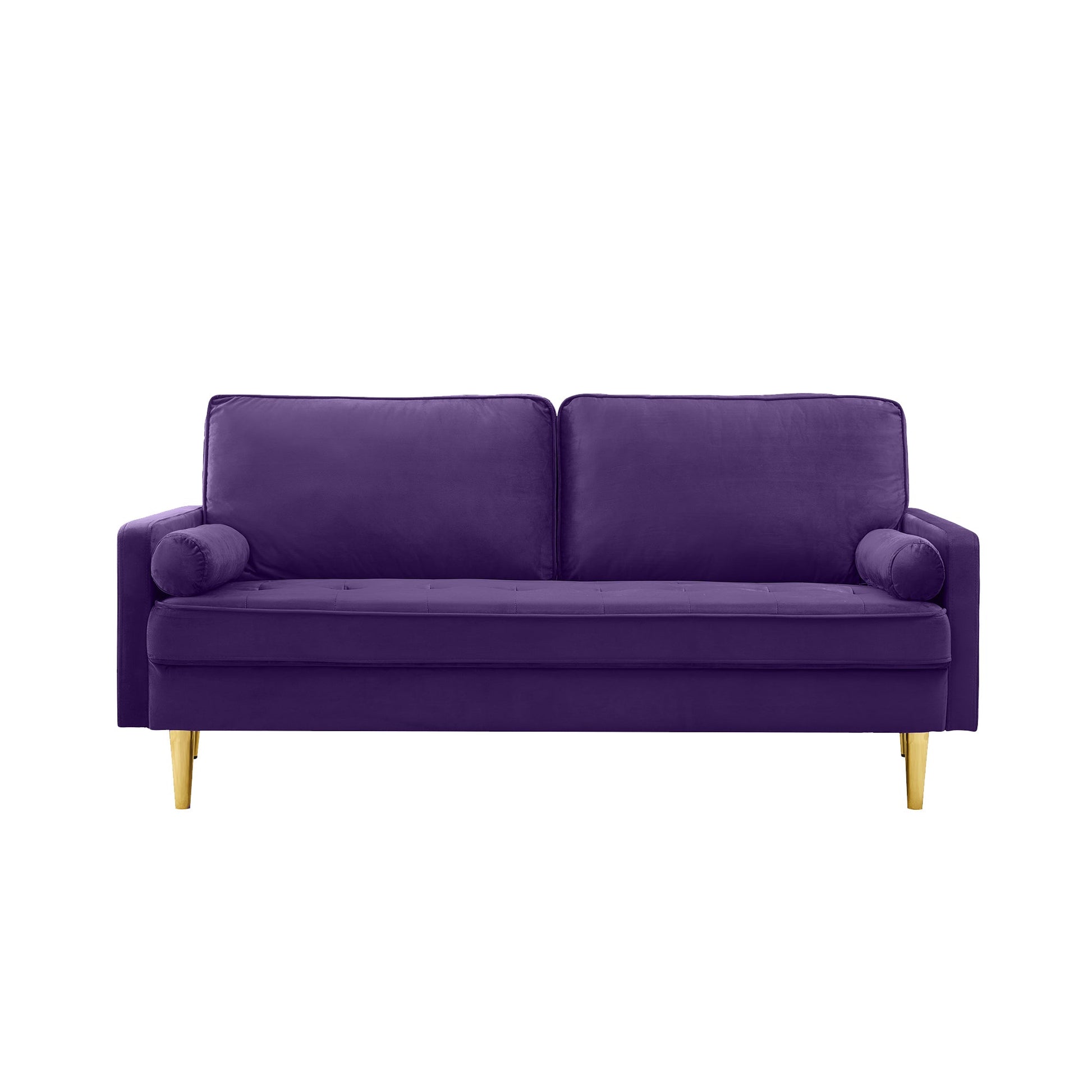 65 - inch minimalist velvet sofa with metallic - coloured legs, complete with cushions, suitable for the living room or bedroom. - 1st Choice Furniture Direct
