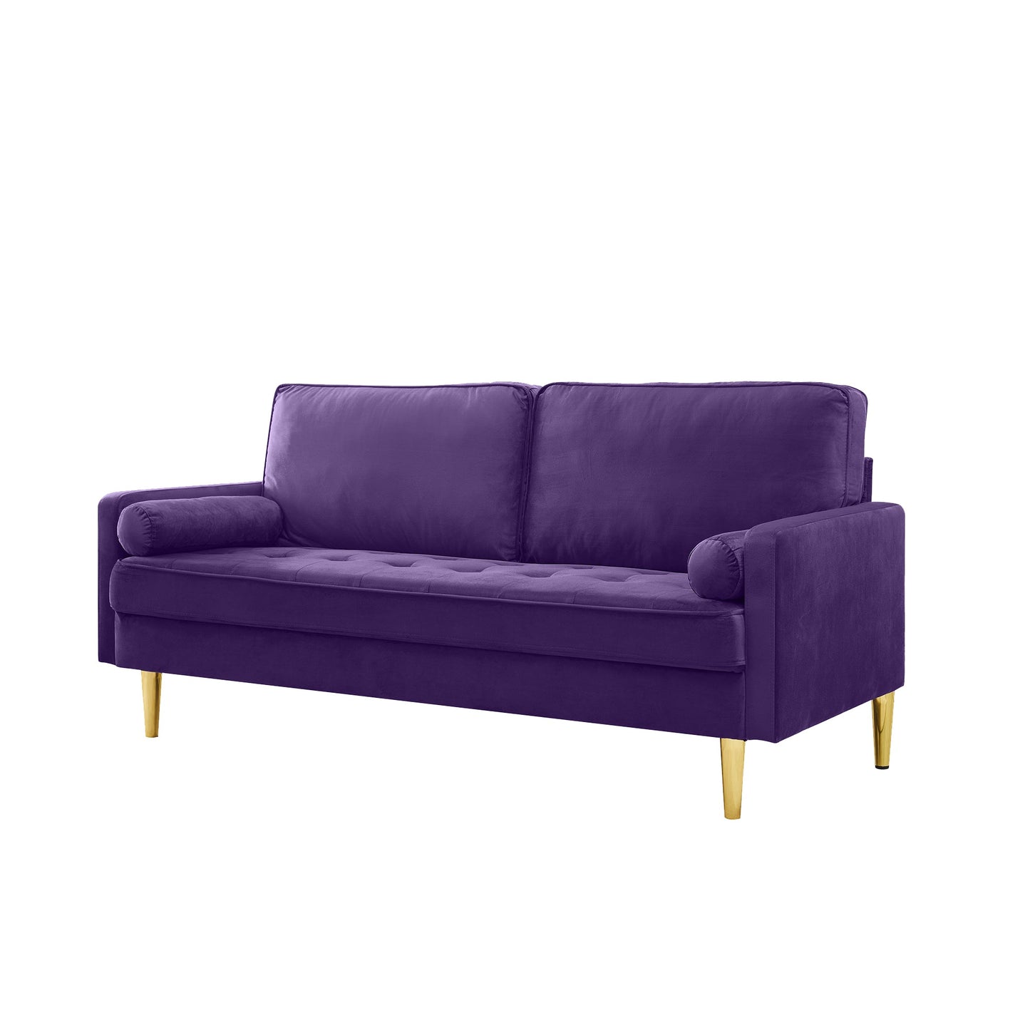 65 - inch minimalist velvet sofa with metallic - coloured legs, complete with cushions, suitable for the living room or bedroom. - 1st Choice Furniture Direct