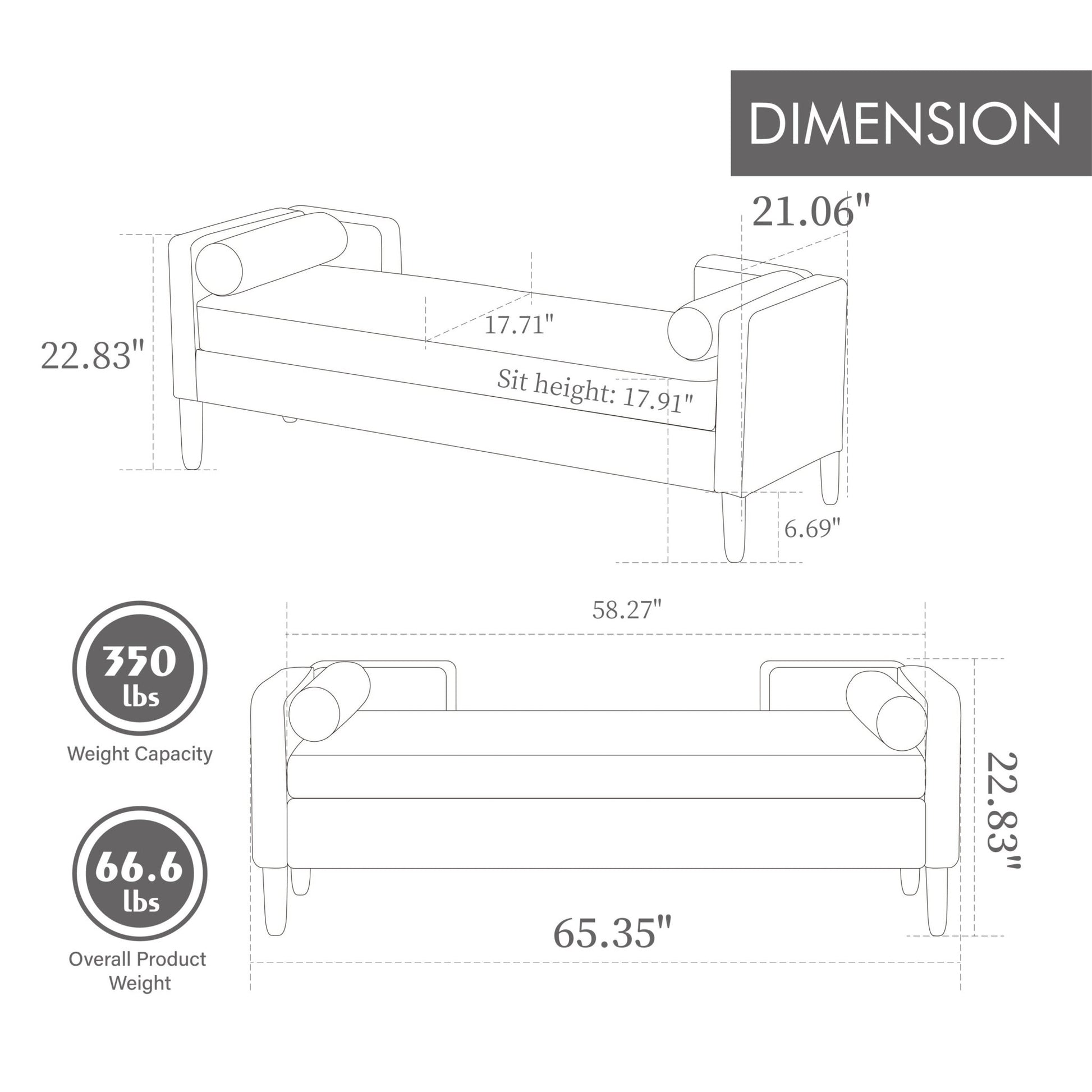 65.35'Wide Upholstered Flip - top Storage Accent Bed Bench, Corduroy Footrest Ottoman with Armrests&Backrest&2 Bolster Pillows Wood Legs for Living Room, End of Bed, Hallway, Entryway Bedroom. Ivory - 1st Choice Furniture Direct