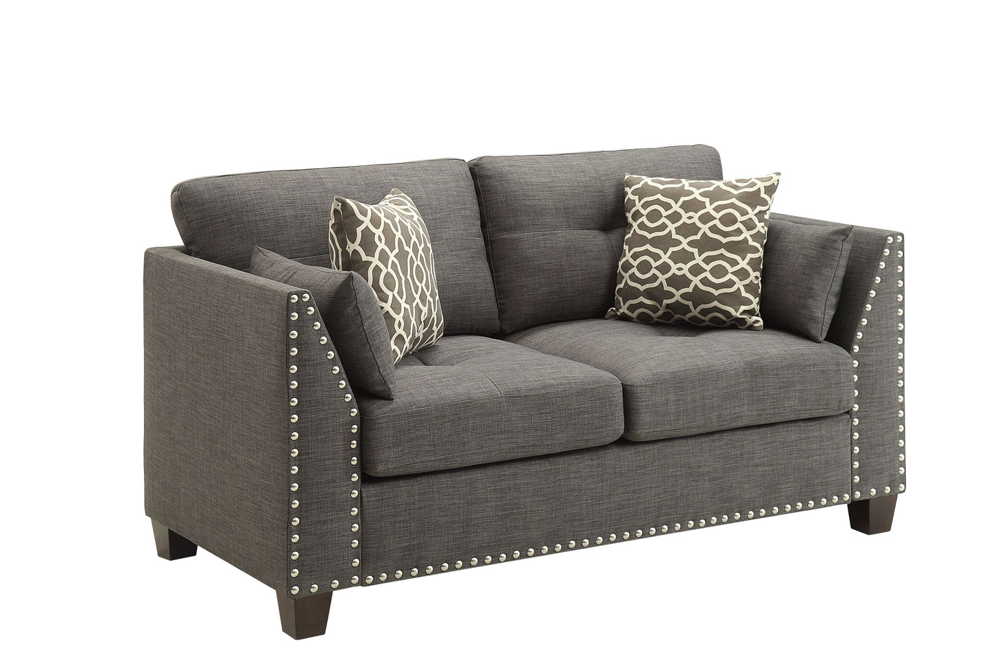 Laurissa Light Charcoal Linen Loveseat W/4 Pillows