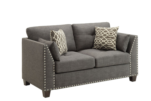 Laurissa Light Charcoal Linen Loveseat W/4 Pillows