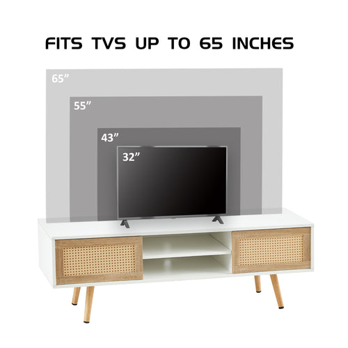 1st Choice 55.12" Rattan TV cabinet with Double Sliding Doors Storage