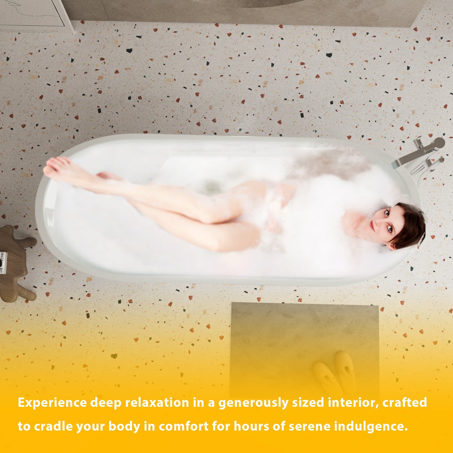 67'' acrylic freestanding bathtub with unique diamond pattern design: spacious oval shape, Black finish, brushed nickel overflow and pop - up drain CUPC Certificate - 1st Choice Furniture Direct