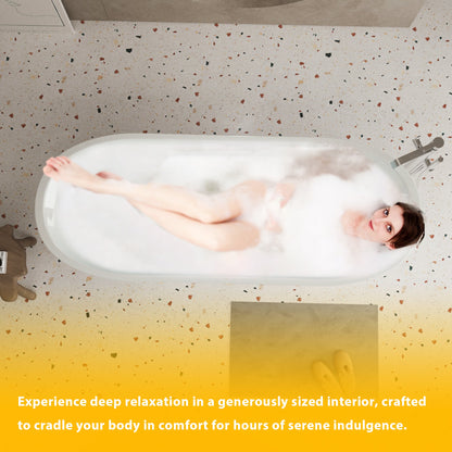 67'' acrylic freestanding bathtub with unique diamond pattern design: spacious oval shape, Black finish, brushed nickel overflow and pop - up drain CUPC Certificate - 1st Choice Furniture Direct