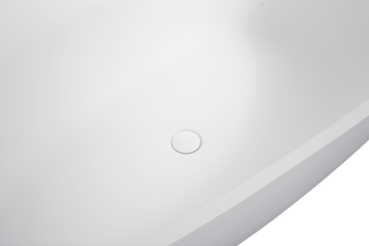 67' Freestanding Solid Surface Bathtub, Luxury Engineered Stone Resin Freestanding Soaking Bathtub with Overflow and Pop - up Drain for Contemporary Bathroom, Matte White 24S02 - 67MW - 1st Choice Furniture Direct