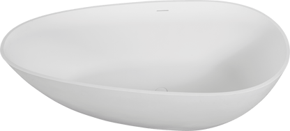 67' Freestanding Solid Surface Bathtub, Luxury Engineered Stone Resin Freestanding Soaking Bathtub with Overflow and Pop - up Drain for Contemporary Bathroom, Matte White 24S02 - 67MW - 1st Choice Furniture Direct