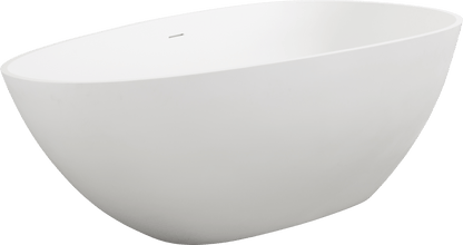 67' Freestanding Solid Surface Bathtub, Luxury Engineered Stone Resin Freestanding Soaking Bathtub with Overflow and Pop - up Drain for Contemporary Bathroom, Matte White 24S02 - 67MW - 1st Choice Furniture Direct