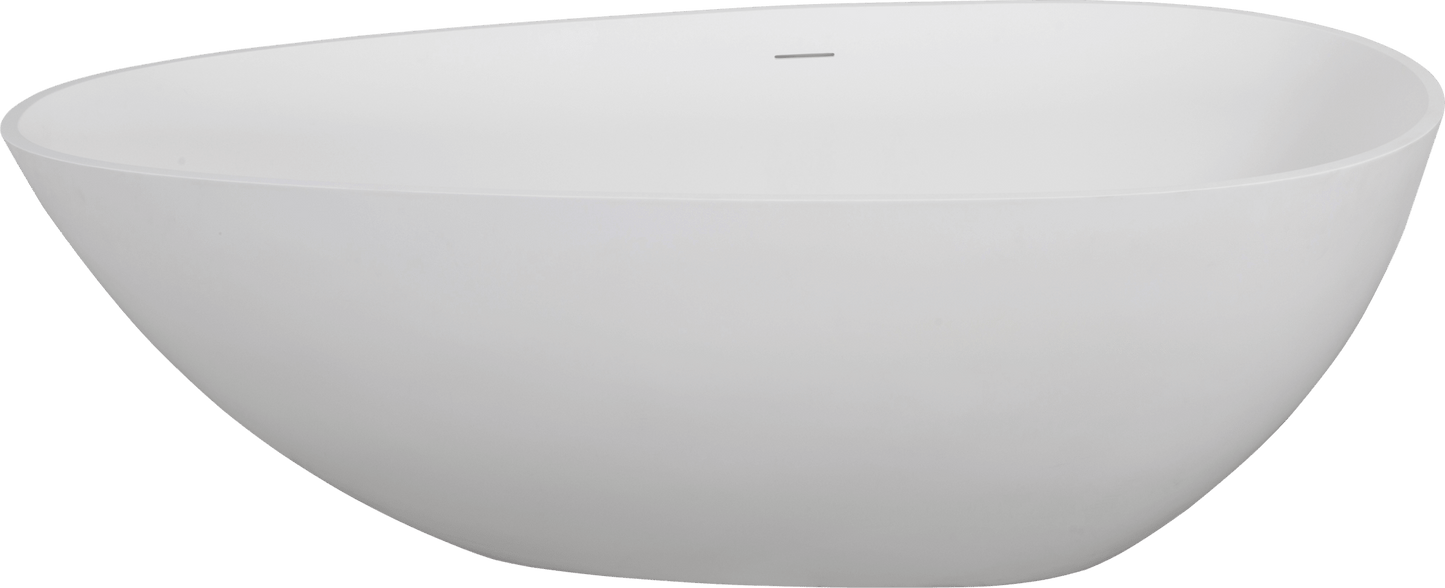 67' Freestanding Solid Surface Bathtub, Luxury Engineered Stone Resin Freestanding Soaking Bathtub with Overflow and Pop - up Drain for Contemporary Bathroom, Matte White 24S02 - 67MW - 1st Choice Furniture Direct