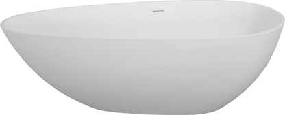 67' Freestanding Solid Surface Bathtub, Luxury Engineered Stone Resin Freestanding Soaking Bathtub with Overflow and Pop - up Drain for Contemporary Bathroom, Matte White 24S02 - 67MW - 1st Choice Furniture Direct