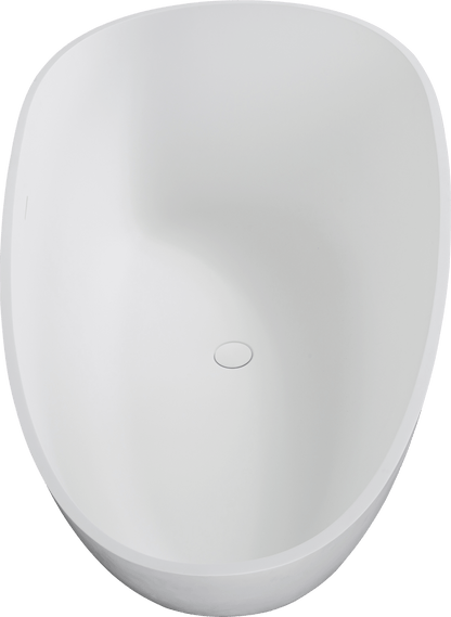 67' Freestanding Solid Surface Bathtub, Luxury Engineered Stone Resin Freestanding Soaking Bathtub with Overflow and Pop - up Drain for Contemporary Bathroom, Matte White 24S02 - 67MW - 1st Choice Furniture Direct