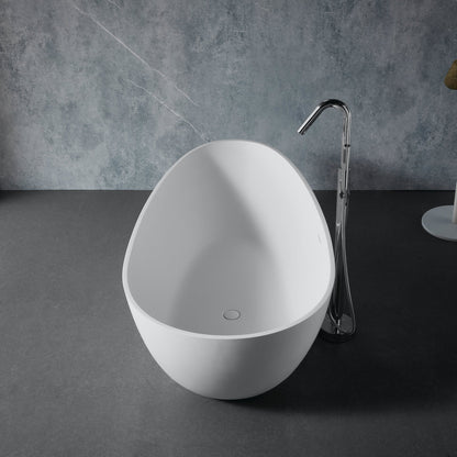 67' Freestanding Solid Surface Bathtub, Luxury Engineered Stone Resin Freestanding Soaking Bathtub with Overflow and Pop - up Drain for Contemporary Bathroom, Matte White 24S02 - 67MW - 1st Choice Furniture Direct