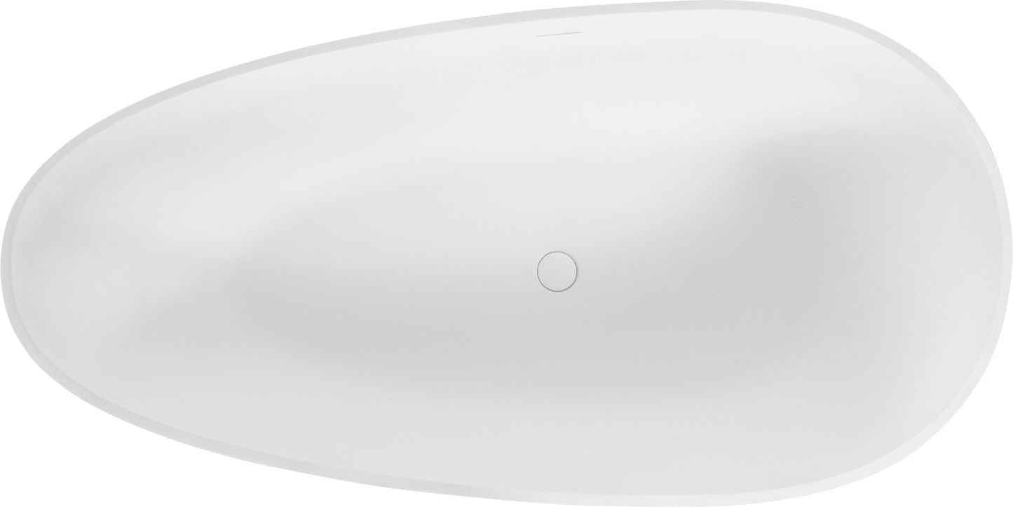 67' Freestanding Solid Surface Bathtub, Luxury Engineered Stone Resin Freestanding Soaking Bathtub with Overflow and Pop - up Drain for Contemporary Bathroom, Matte White 24S02 - 67MW - 1st Choice Furniture Direct