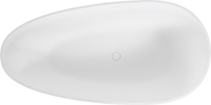 67' Freestanding Solid Surface Bathtub, Luxury Engineered Stone Resin Freestanding Soaking Bathtub with Overflow and Pop - up Drain for Contemporary Bathroom, Matte White 24S02 - 67MW - 1st Choice Furniture Direct
