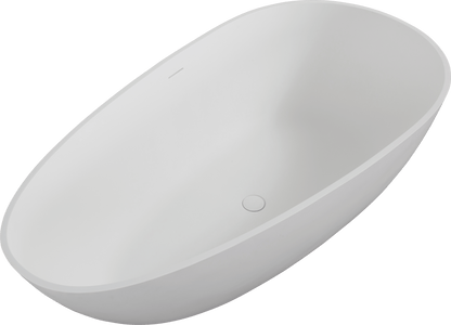 67' Freestanding Solid Surface Bathtub, Luxury Engineered Stone Resin Freestanding Soaking Bathtub with Overflow and Pop - up Drain for Contemporary Bathroom, Matte White 24S02 - 67MW - 1st Choice Furniture Direct