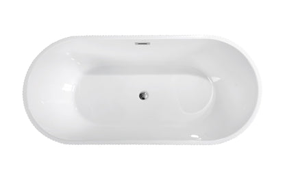 67' Linear Acrylic Freestanding Bathtub,Stand Alone Soaker Tub, Glossy White Acrylic, Toe - tap Chrome Drain, cUPC Certified - 1st Choice Furniture Direct