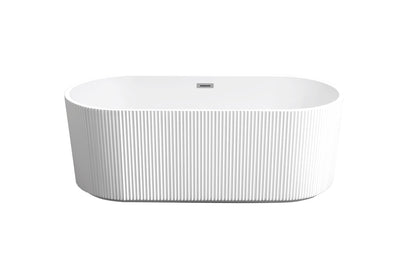 67' Linear Acrylic Freestanding Bathtub,Stand Alone Soaker Tub, Glossy White Acrylic, Toe - tap Chrome Drain, cUPC Certified - 1st Choice Furniture Direct