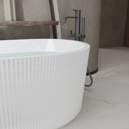 67' Linear Acrylic Freestanding Bathtub,Stand Alone Soaker Tub, Glossy White Acrylic, Toe - tap Chrome Drain, cUPC Certified - 1st Choice Furniture Direct